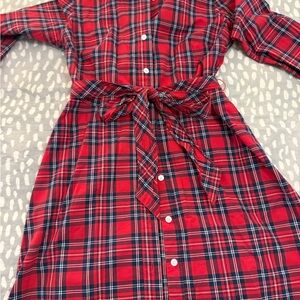 Draper James Red Plaid Long Sleeve Dress